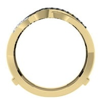 0. Карат 10k златен кръг черно -бели дами дами за сватба двоен пръстен CT