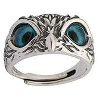 Стерлинг сребърен демон Очна сова пръстен ретро отворен регулируем пръстен за сова