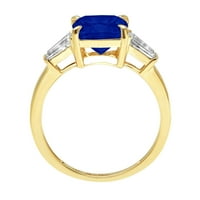 3CT възглавница отрязана симулирана син сапфир 18k жълто злато годишнина годежен пръстен с пръстен 6,75