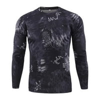 HGW ризи за мъже модни мъжки на открито бързо изсушаване на камуфлажните дълги ръкави върхове блуза тениски черни xxl