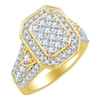 1. CT White Natural Diamond Halo Cluster Fashion Ring в 14K Жълто златен пръстен Размер: 4