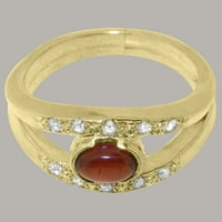 Британски направени 18k жълто злато Real Realy Garnet & Diamond Womens Band Ring - Опции за размер - размер 8.25