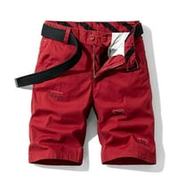 Homadles Мъжки флари за разтягане на къси панталони- модерен цип ежедневен единствен цвят къси панталони Червен размер 6