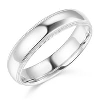 Wellingsale Mens 14K White Gold Solid Classic Fit Milgrain Традиционен сватбена лента пръстен - размер 5