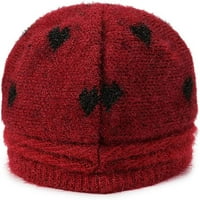 Женска плетена шапка топла плюшена облицовка вълнена шапка Зимна реколта барета за пътуване на открито