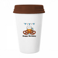 Английски понички закуска рожден ден бира чаша кафе пиене стъклени керамични чаши чаша капак