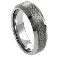 Волфрамов карбид лазерен гравиран келтски модел сватбена лента пръстен за мъже и дами