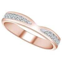 0. Карат кръгла форма бяла естествена диамант годишнина сватбена лента пръстен 14k твърд розов златен пръстен Размер-5.5
