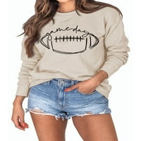 Paille жени с дълъг ръкав топла тениска торбисти зимни върхове футбол отпечатан есен пуловер суичър сиво 2xl
