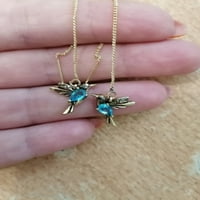 Момичета способни птичи дизайн капка викщи обеци сватбени парти бижута подарък мед кубичен циркония синьо