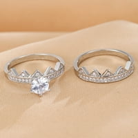 Mairbeon Set Women Ring в разглобяем сладък подарък Rhinestone Inlaid Crown Men Finger Ring Fashion Jewelry