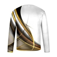 Мъже на пуловер, мъжки ризи 3D цифрова линия за печат кръг на врата с дълъг ръкав на пуловер блуза влага в блуза върхове бели xxxl