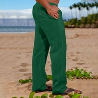Мъжки панталони от хейш еластична талия, мъже солидни ежедневни еластични памучни панели панели панталони панталони