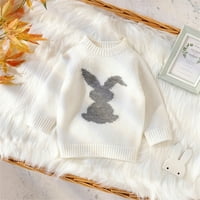 Rovga есен зимни топли тоалети бебе момиче момче сладко дълъг ръкав плетен заек модел пуловер пуловер върхове kawaill деца дрехи
