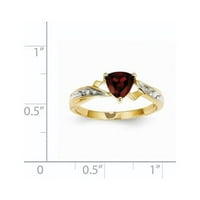 14k жълто злато Rhodium Real Diamond и Garnet сърдечен пръстен