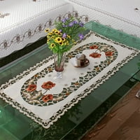 Бял правоъгълник покривка с бродирана флорална малка маса декор за дома, декор за дома, правоъгълник 40*
