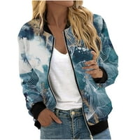 Дамско яке за дъжд джоб от печат с цип качулка с дълъг палто синя размер l