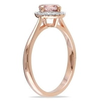 Карат T.G.W. Morganite и Carat T.W. Диамантен 10kt розов златен хало годежен пръстен