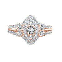 1. CTTW кръгла форма бял естествен диамантен клъстер пръстен 14k твърд розов златен пръстен Размер-6
