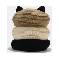 Зимна котка уши шапка топла кабелна плетка шапки меки участък дебела сладка плетена капачка за студено време ежедневно свободното време за пътуване капачка