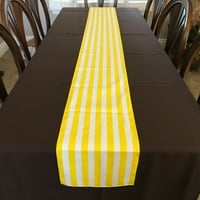 Памучен печат на масата с маси за бегач с широки ивици жълто и бяло