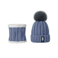 Cuoff зимна кабелна шапка шалчета с мек топла плетена ски шапка дебел ший на шията за жени