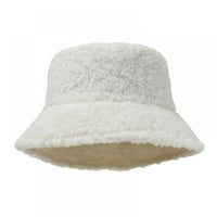 Popvcly зимна топла кофа шапка агнешка вълна fau кофа шапка женска гъста плюшена шапка на открито топла шапка бял бял