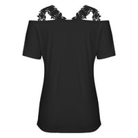 Penkiiy дамски блузи и върхове облечени студени рамо дантелени облицовки за жени за жени летни ежедневни тениски с къс ръкав блузи тениски тийнейджъри
