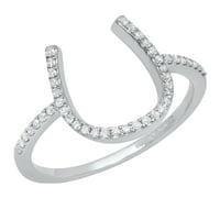 Колекция DazzlingRock кръгла бяла диамантена подкова годежен пръстен за жени в 10K бяло злато, размер 4.5