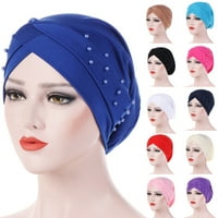 Flmtop шапка плътна цветна мъниста жени еластична капачка за опаковане на главата за ежедневието