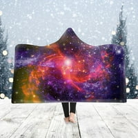 Moocorvic Winter Satrry Sky Pattern Носещо одеяло с качулка банкет сгъстяване на топъл плюш