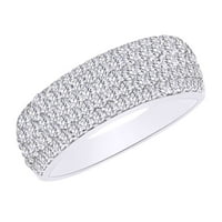 Кръгло изрязано бяло естествено диамантен женски пръстен на модната лента в 10K бял златен пръстен размер-8.5