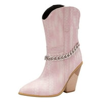 Hvyesh Womens Cowboy Boots, Cowgirl Western Mid Calf Boots Издърпайте на ципър ботуши Кокетна пета, тока на пръсти, облечени кожени западни обувки за обувки