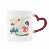 Merst Mas Snowman Tree Pattern Heat Sensitive Red Color Colormy Conware Cup Cup