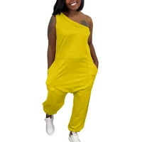 UMITAY комбинезони за големи размери на жените Dressywomen Loge Lecual Levelecess Off-Rene Told Color Pocket Jumpsuit