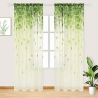 Alishomtll ombre чисти завеси за хол зелени листа модел прозорци завеси дължина светлина филтриране на завеси спалня прът джобни панели