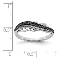 Солидна 14k бяло злато и черно уникално ходор черно -бяло диамантен пръстен с размер 7