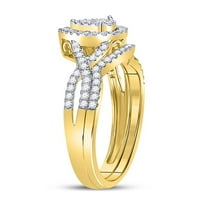 10k жълто злато кръгло диамантен булчински сватбен пръстен комплект cttw