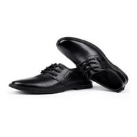Eloshman Men Обувки Официална кожена обувка дантела нагоре Оксфорд работни лъскави бизнес апартаменти Неплъзгащи се черни 6