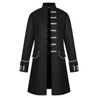Funicet Мъжки зимен твърд цвят жилетка с дълъг ръкав без коефициенти на блуза покритие черно 3xl