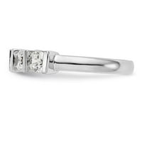 Солидна 14k бяло злато пет каменни диамантени сватбени пръстени с CZ Cubic Zirconia размер 6.5