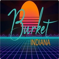Burket Indiana Vinyl Decal Stiker Retro Neon Design