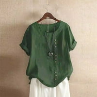 Дамски върхове къси ръкави жени блуза ежедневни флорални тениски V-образни американски летни армии зелени s