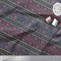Soimoi Polyester Crepe Fabric Stripe, листа и флорални блокови отпечатъци от плат по двор