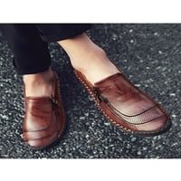 Colisha Mens Flats Classic Loafers Slip on Lavual Shoes Бизнес дишаща рокля Обувка комфорт Пени Лофер Червено кафяво 5.5