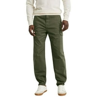 Мъжки памук Четири сезона Мода проста плътна цветна еластична талия на талията ежедневни панталони