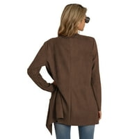 Есенни якета за жени модерни модни жилетки печат с качулка свободни върхове с дълъг ръкав небрежен суичър палто кафяво xl