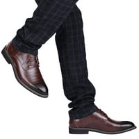 Мъжки кожени обувки Класически стил за приплъзване на кожени ниско гумени моменни блок -блок за работа на петата