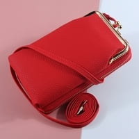 Жени модни фау кожа дълъг портфейл Диагонална чанта за рамо телефон с цип съединител