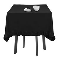 Vargottam Ruffle Squecloth, Запазване на масата Правоъгълни покрития за маса за парти декор, солидна трапезария покрива памучни покривки, черни